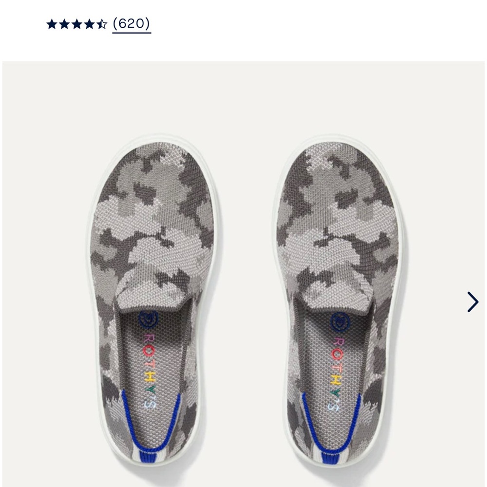 Rothy’s the Kid’s Sneaker in Grey Camo, Sz 4, New in Box